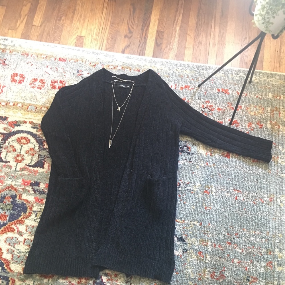 Black chenille cardigan